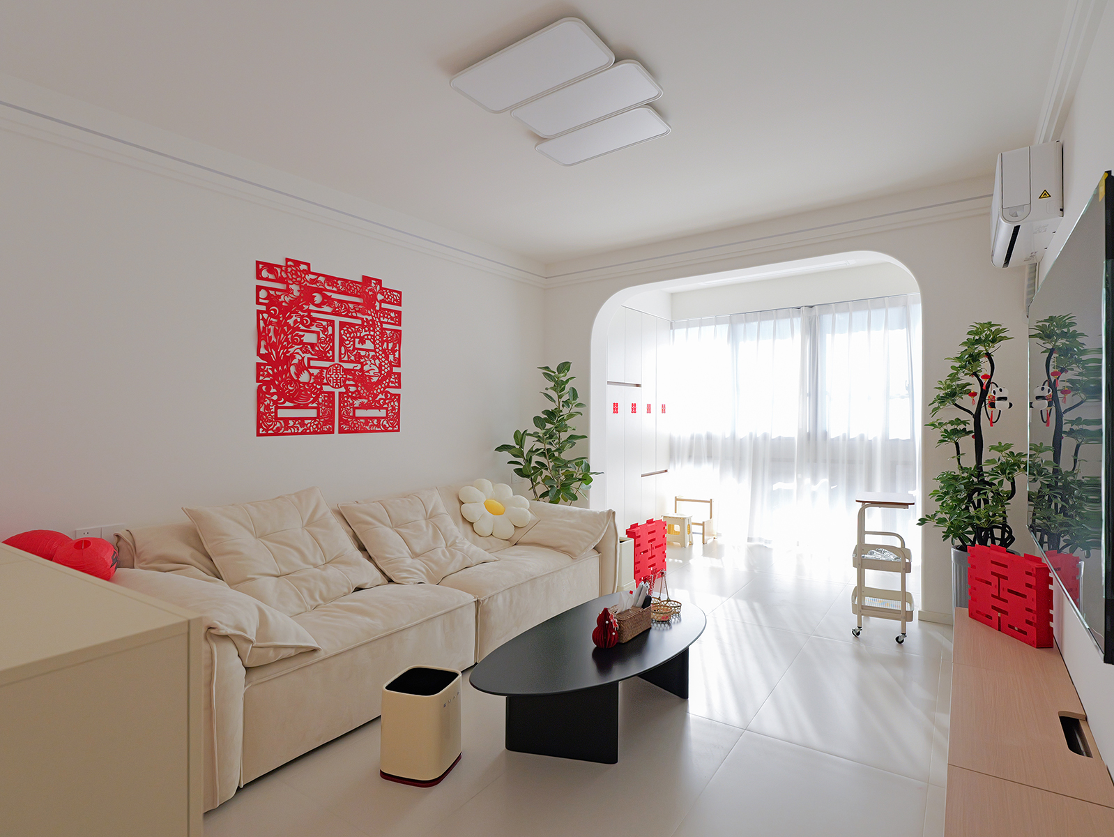 奶油柔暖婚房 轻甜底色裹满囍意温馨感